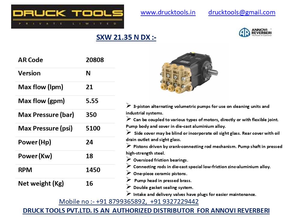 SXW 21.35 N DX 21 LPM 350 BAR